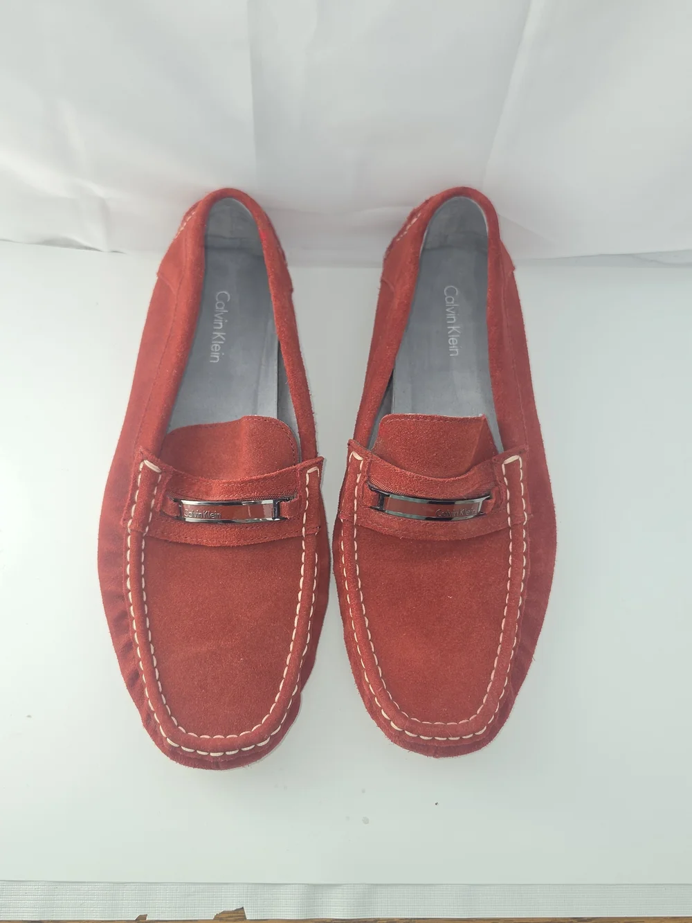 Calvin Klein Damion Men's Red Suede Slip-On Loafers Slippers